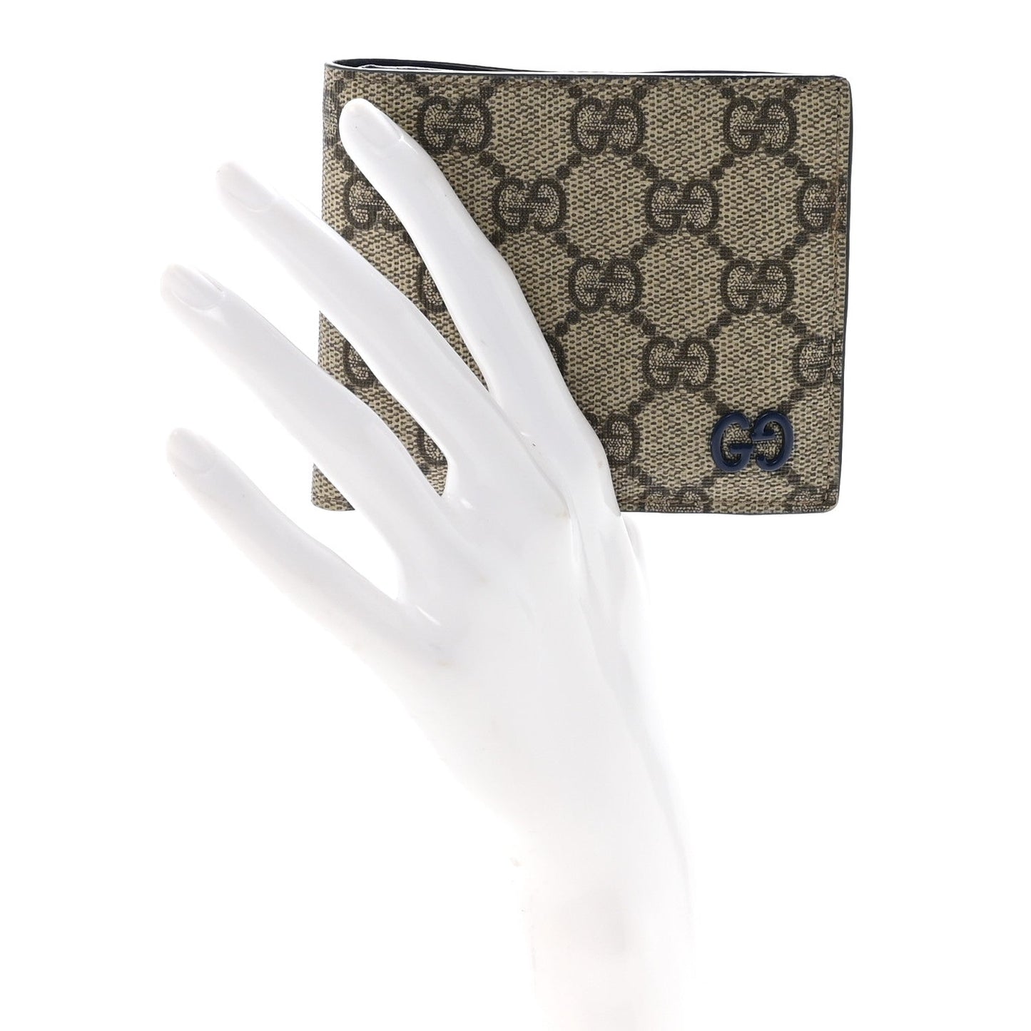 Gucci GG Supreme Monogram Bi-Fold Wallet Beige Ebony Royale
