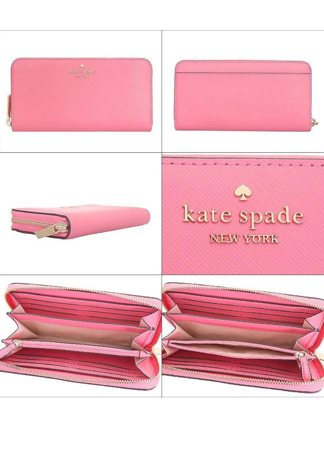 Kate spade New York Pink Zipper Wallet Long Clutch for Women