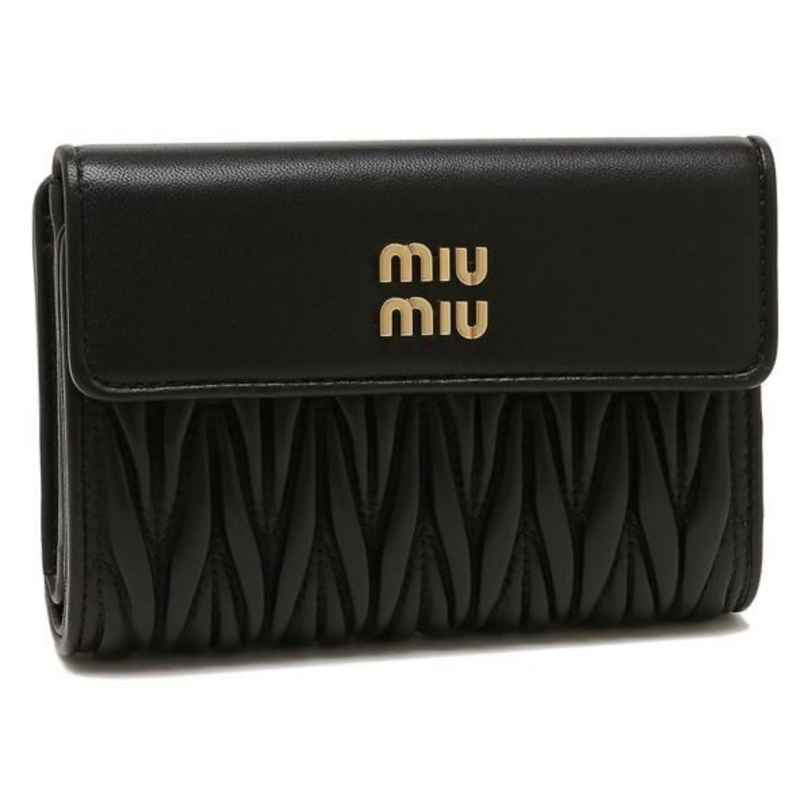 Miu Miu Bifold Wallet Matelassesse Leather Wallet Black Women