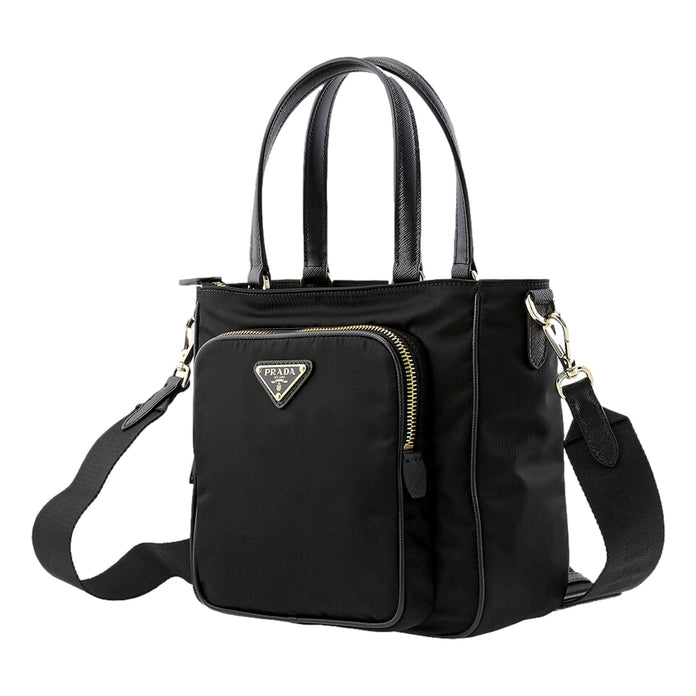 Prada Black Tessuto Nylon and Saffiano Leather Crossbody Satchel