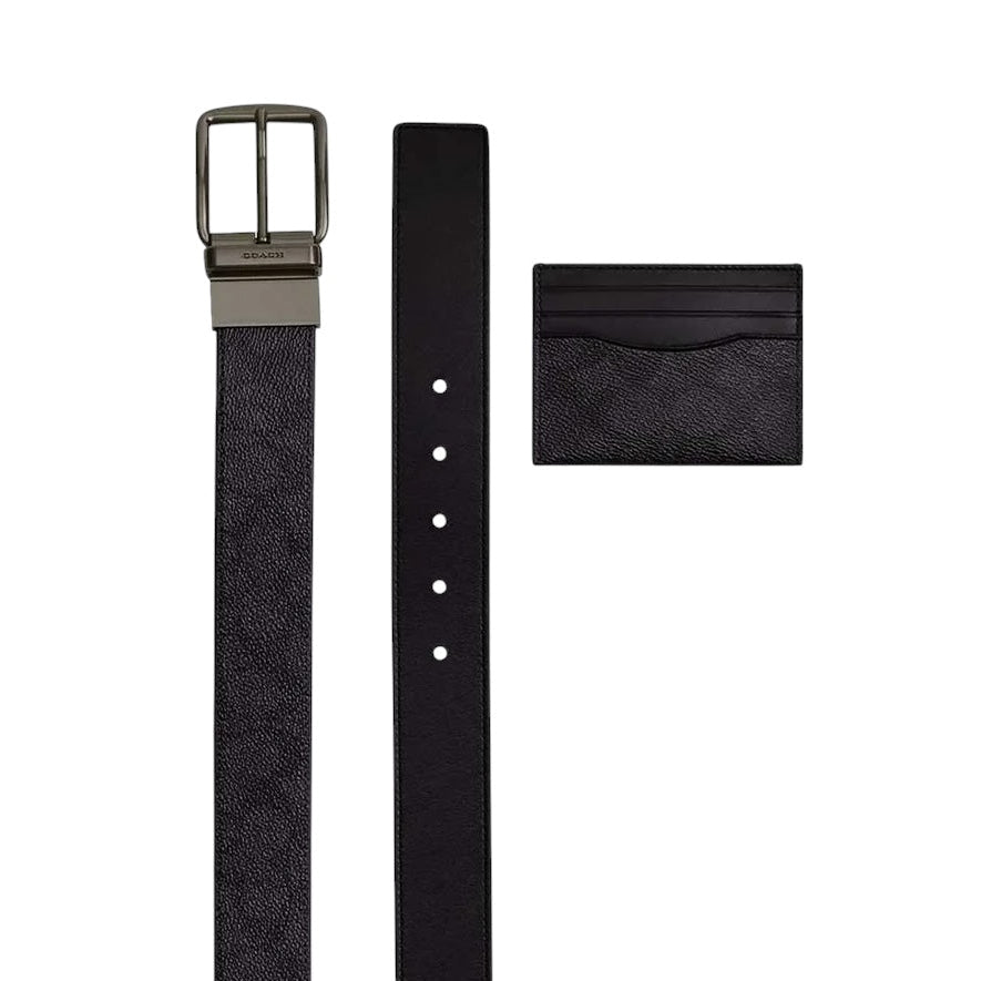 Coach Boxed Card Case And Belt Set In Signature Canvas