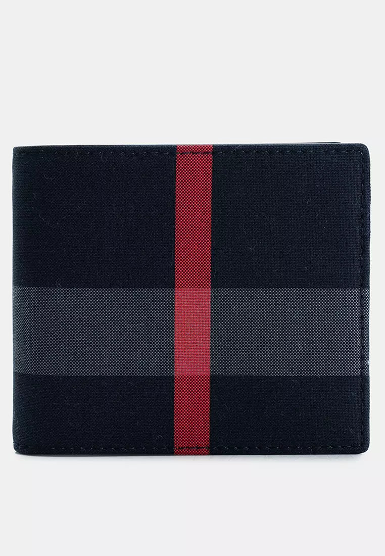 BURBERRY MEN'S CHECK CANVAS BIFOLD WALLET
