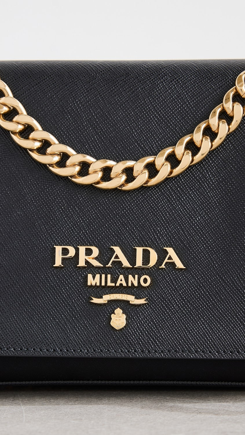 Prada Saffiano Tessuto Nylon Chain Shoulder Bag