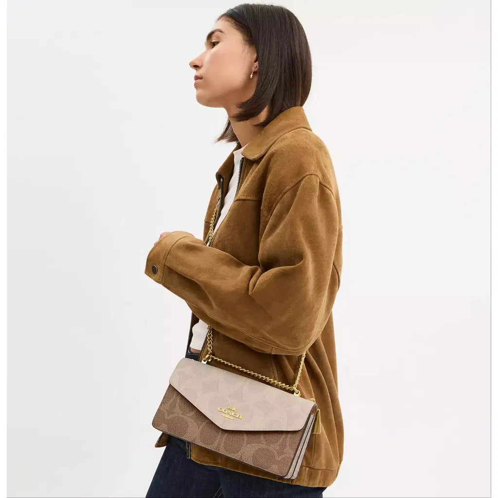 Coach Klare Envelope Crossbody Bag In Blocked Signature Canvas