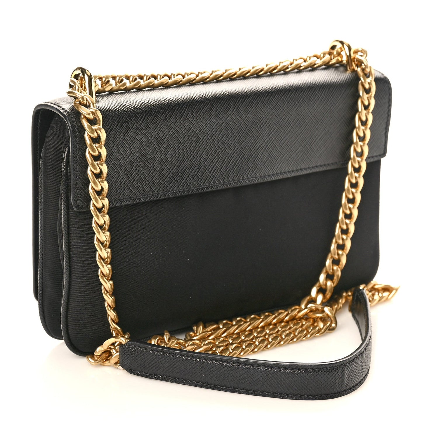 Prada Saffiano Tessuto Nylon Chain Shoulder Bag