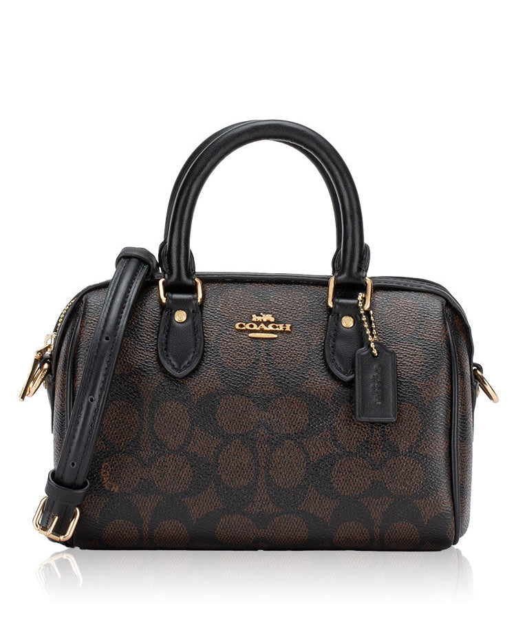 Coach CW329 Signature Rowan Mini Crossbody Walnut Black