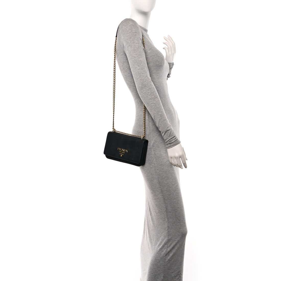 Prada Saffiano Tessuto Nylon Chain Shoulder Bag