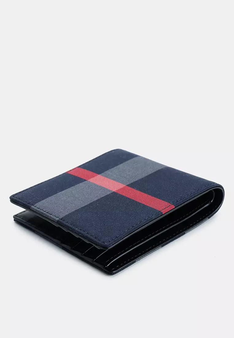 BURBERRY MEN'S CHECK CANVAS BIFOLD WALLET