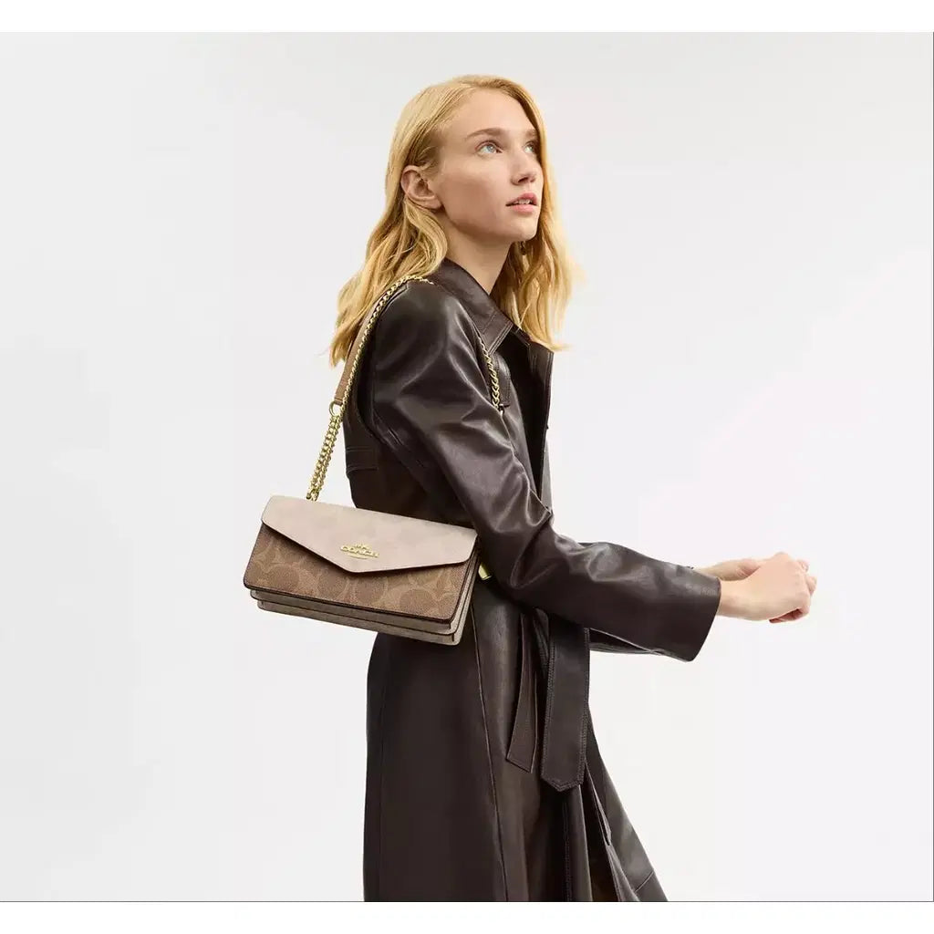 Coach Klare Envelope Crossbody Bag In Blocked Signature Canvas