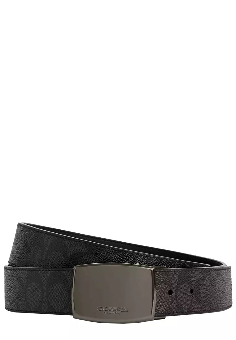 Coach Boxed Plaque And Harness Buckle Cut To Size Reversible Belt, 38 Mm