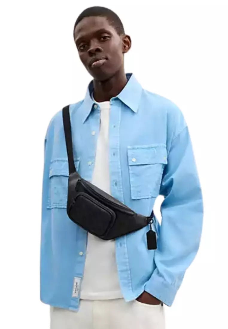 Coach Travis 30 Belt Bag In Signature Canvas In Black Signature
