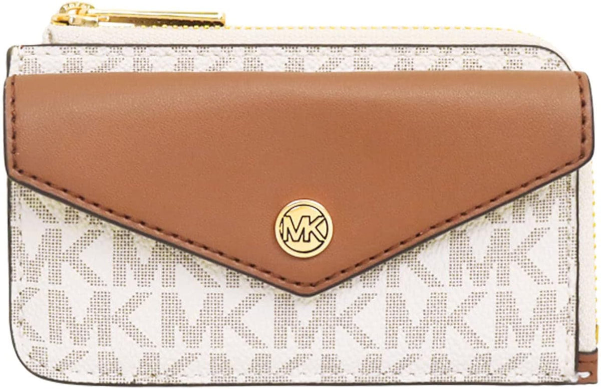 Michael Kors Wallet (Coin Case) 35F1GTVD5B Vanilla Jet Set Travel Signature Small Corner Zip Card Holder
