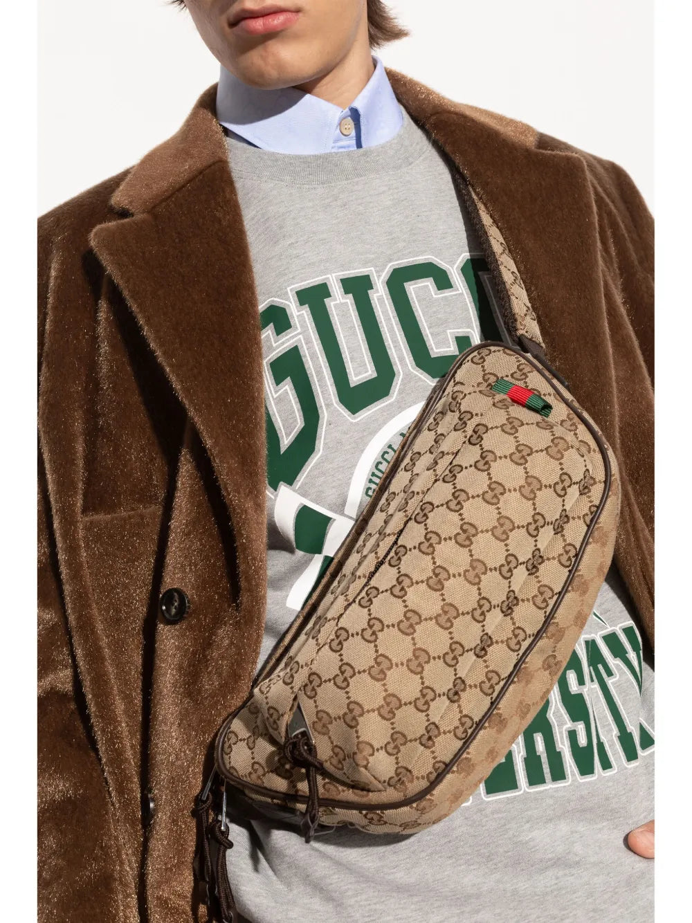 GUCCI GG Small Crossbody Bag Body bag GG canvas Beige Unisex