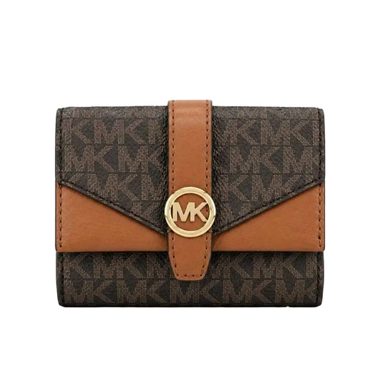 MICHAEL KORS Greenwich Medium Signature Logo Trifold Wallet Brown 35S5GGRE6B