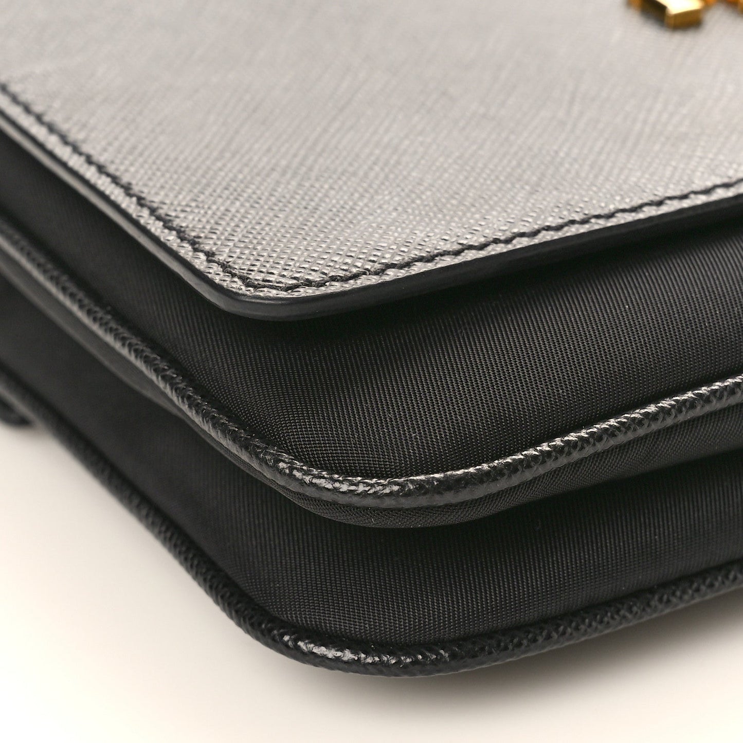 Prada Saffiano Tessuto Nylon Chain Shoulder Bag