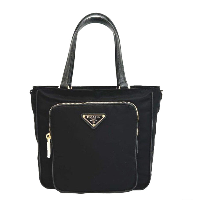 Prada Black Tessuto Nylon and Saffiano Leather Crossbody Satchel