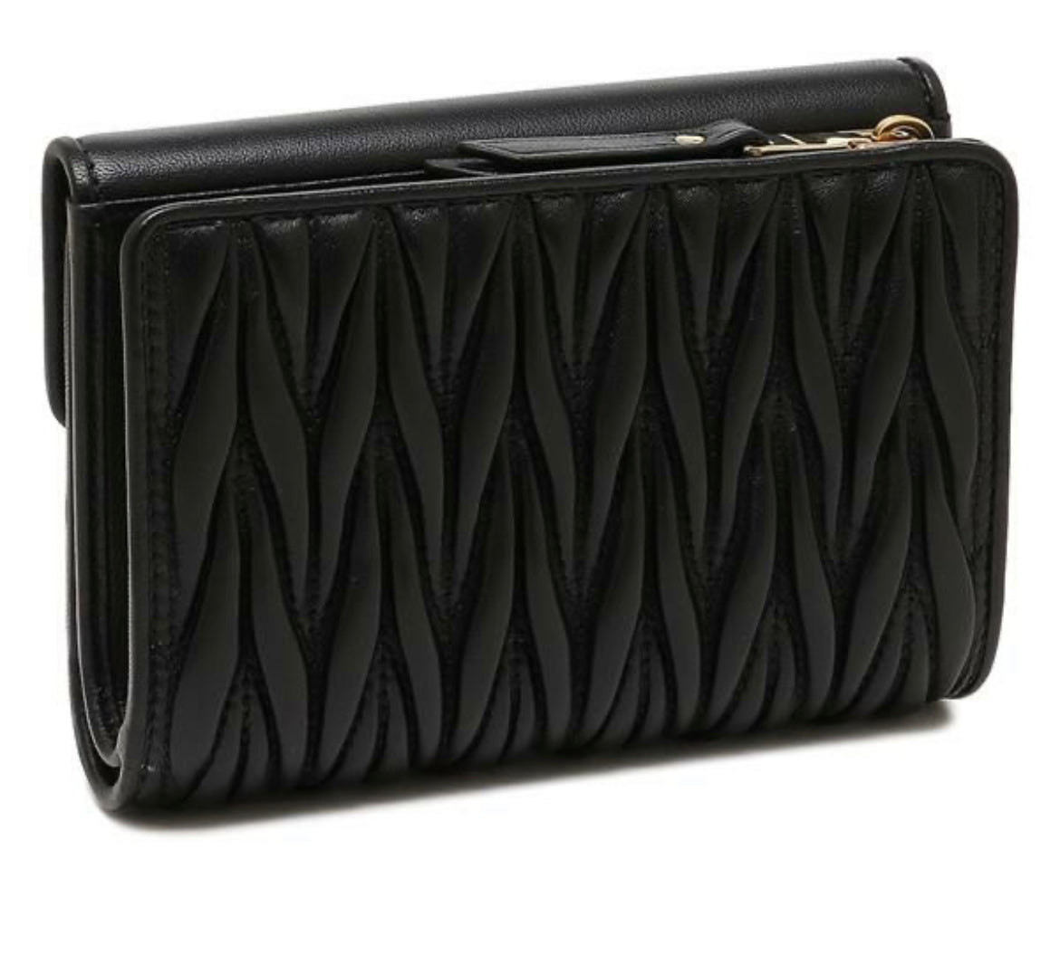 Miu Miu Bifold Wallet Matelassesse Leather Wallet Black Women 5ML225
