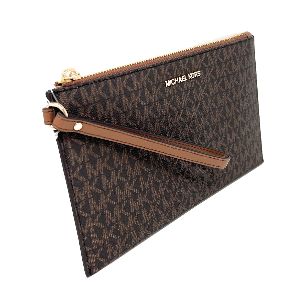 Michael Kors Brown Monogram Zip Wristlet Pouch for Women