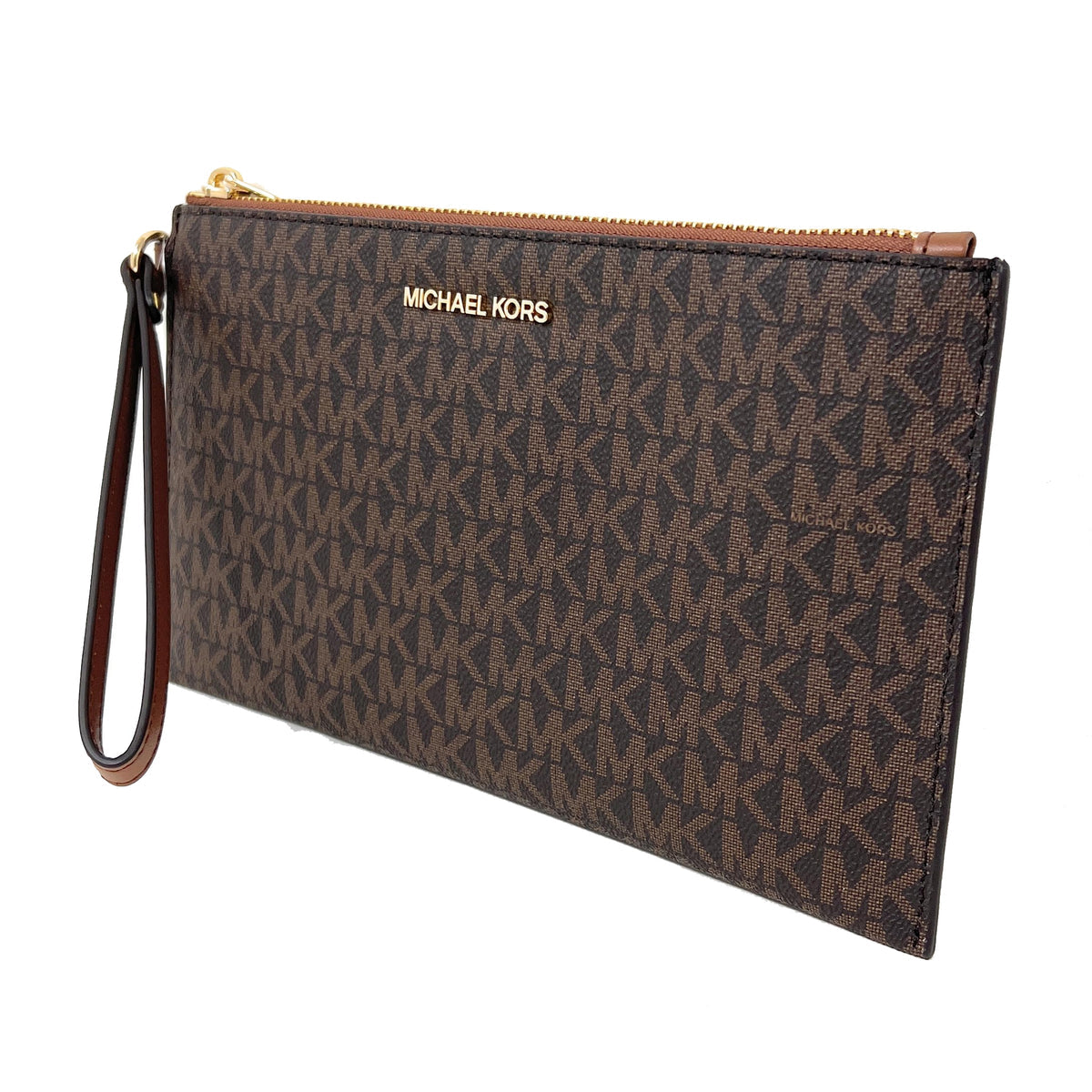Michael Kors Brown Monogram Zip Wristlet Pouch for Women