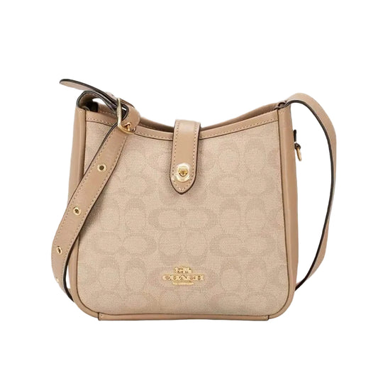 COACH Hadley Mini Crossbody Bag With Signature Canvas Dark Natural Multi CAM80
