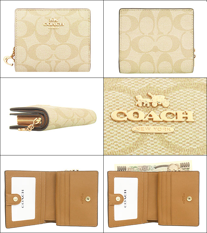 COACH Wallet Bi-Fold Wallet FC3309 Signature PVC Leather C Charm Snap Zip